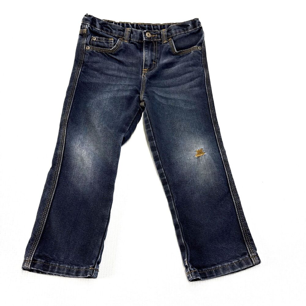 Wrangler Jeans Co Boys Dark Blue Relaxed Straight Cowboy Blue Jeans - 4T